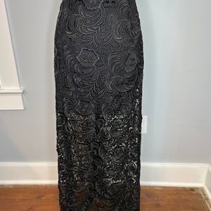 Anne Fontaine Black full length floral lace embroidered skirt. SZ 40. Like new!